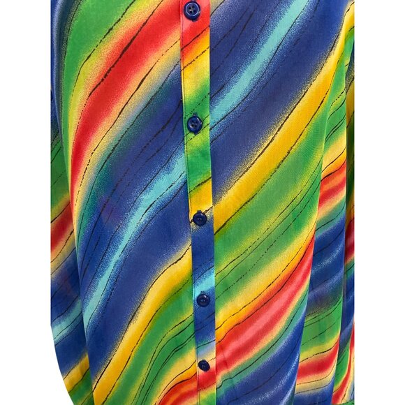 Vintage Koret Rainbow Stripe Button-Up Shirt Size L - Picture 3 of 8